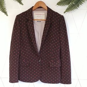 anthropologie cartonnier brown polka dot blazer sm
